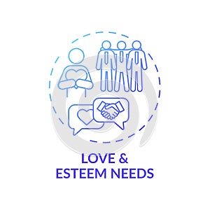 Love and esteem needs blue gradient concept icon