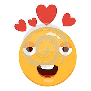 Love eyes emoticon vector Love eyes emoticon facesfaces. Yellow loving fun emoticon, humor mood smileys with hearts