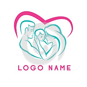 LOVE FAMILLY BLUE  PINK BLUE Modern logo design