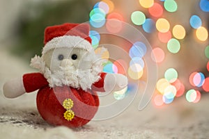 Christmas toy cases frosty bokeh background decorate the background of your computer photo
