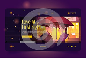 Love at first sight banner with happy couple