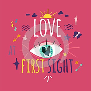 Love at first sight greeting card color design photo