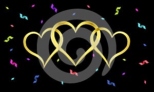 Love that fits well together.Three golden hearts looped together