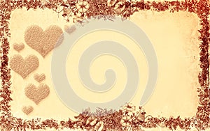 Love. Floral style old paper texture background