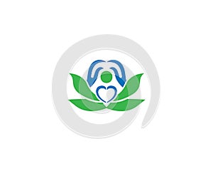 Love Flower With Human Hand Silhouette Yoga Logo Design