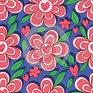 Love flower smile seamless pattern