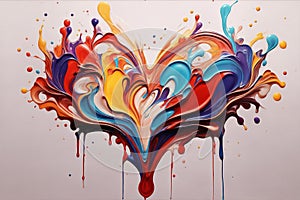 Love and fluidity - abstract fluid liquid heart shape with flowing, organic forms in a captivating and emotional design