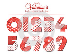 Love font. Number set with hearts. Romantic and love font and typography for Happy Valentines Day. Template for wedding