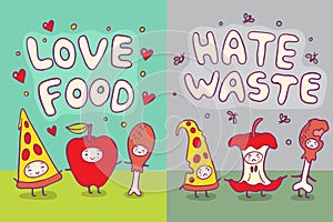 Love Food and Hate Waste Illustration