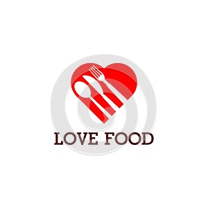 Love Food Logo designs concept isolated on white background