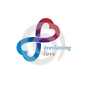 Love Forever conceptual logo, vector symbol created with infinity