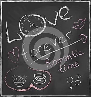 Love forever and Romantic time concept hand drawn photo
