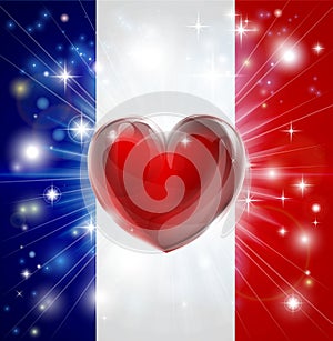 Love France flag heart background