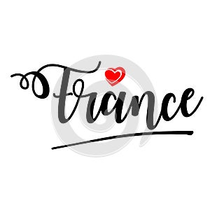 Love France handwritting illustration