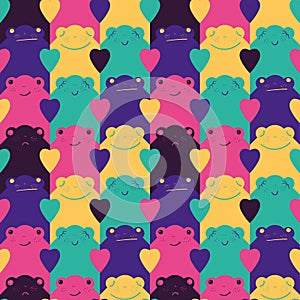 Love frog seamless pattern. Funny vector illustration.