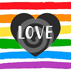 Love Gay pride emblem with hand written lettering