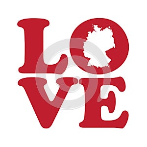 LOVE Germany Deutschland Red Outline Silhouette Isolated Vector Graphic