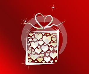 Love gift box with hearts inside
