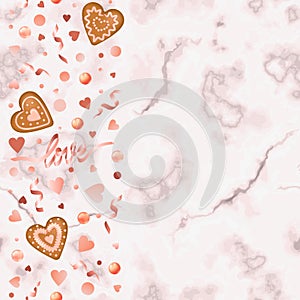 Love and Gingerbread Hearts Seamless Vertical Border