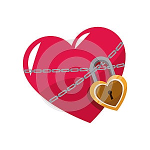 Love glossy heart pink lock chain