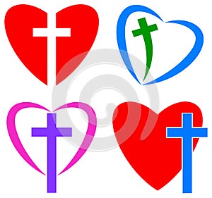 Love of god. christian cross and heart