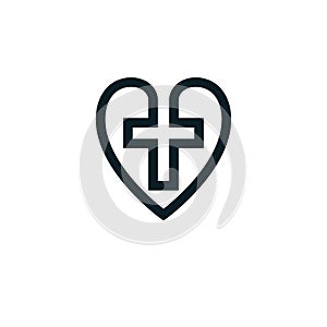 Love of God conceptual symbol combined with Christian Cross and