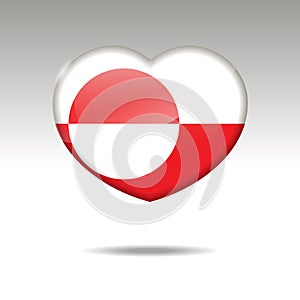 Love GREENLAND symbol. Heart flag icon