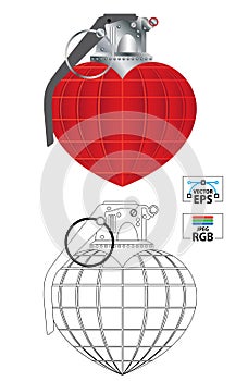 Love grenade bomb vector illustration