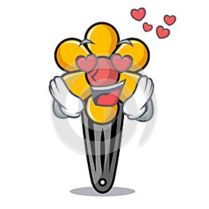 In love hair clip mascot cartoon