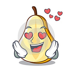 In love half of pear isolated on cartoon