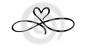 Love hand drawn heart sign of infinity