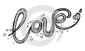 Love hand drawn illustration with hand-lettering. Hand drawn design elements.