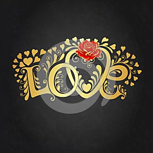 Love hand lettering. Vector illustration