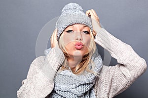 Love and happiness concept for pouting fashionable blond girl