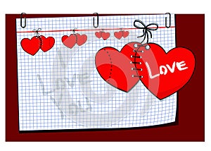 Love. Happy valentines day. Be My Valentine. Valentine card I Love YOU, Be My Valentine. A colourful backdrop with hanging hearts.