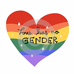 Love has no gender, Rainbow heart sparkle for LGBT illustration