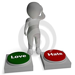 Love Hate Buttons Shows Loving And Hating