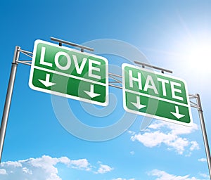 Love and hate concept.