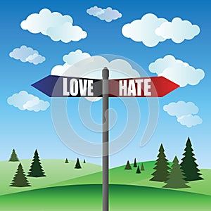 Love and hate sign