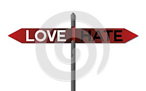 Love and hate sign