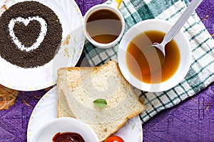 Love healthy breakfast tea vegetable soup bread