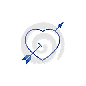 Love heart with arrow line icon concept. Love heart with arrow flat  vector symbol, sign, outline illustration.