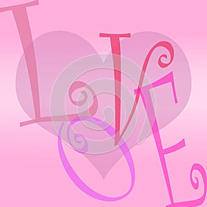 Love heart background letters