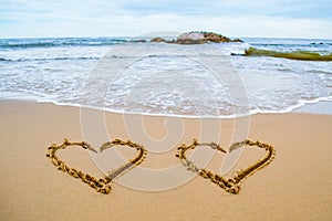 Love heart on beach