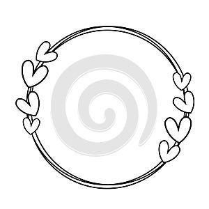 Love heart border frame icon. Loving hearts, red like and lovely romance outline symbol. Valentine lovely passion hearted