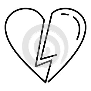 Love heart break divorce icon, outline style