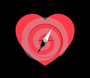 Love heart with compass - searching for romance and romantic feeling, love relationship, affection, fondness, attachment.