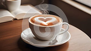 Love heart in cup of coffee