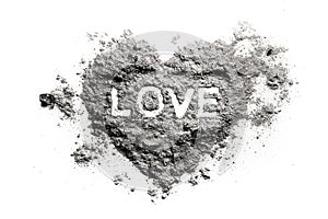 Love heart drawing in ash