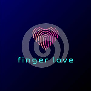 Love Heart Fingerprint Secure Safe Secret Strong Smart Technology Logo Design Vector
